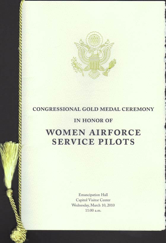 Congressional Gold Medal Ceremony Program for WASP, March 10, 2010 (Source: Roberts)